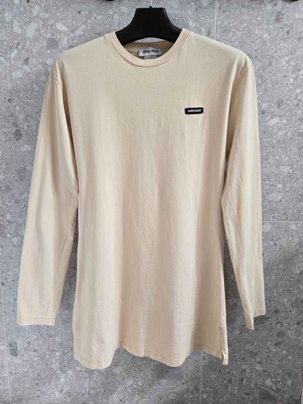 Authentic Miu Miu Long-Sleeve Crewneck Shirt Tee Miumiu